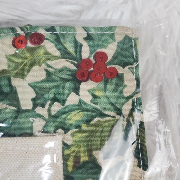 Longaberger Holly Canvas Embroidered Tote Bag w/sequin Berries - Picture 5 of 5